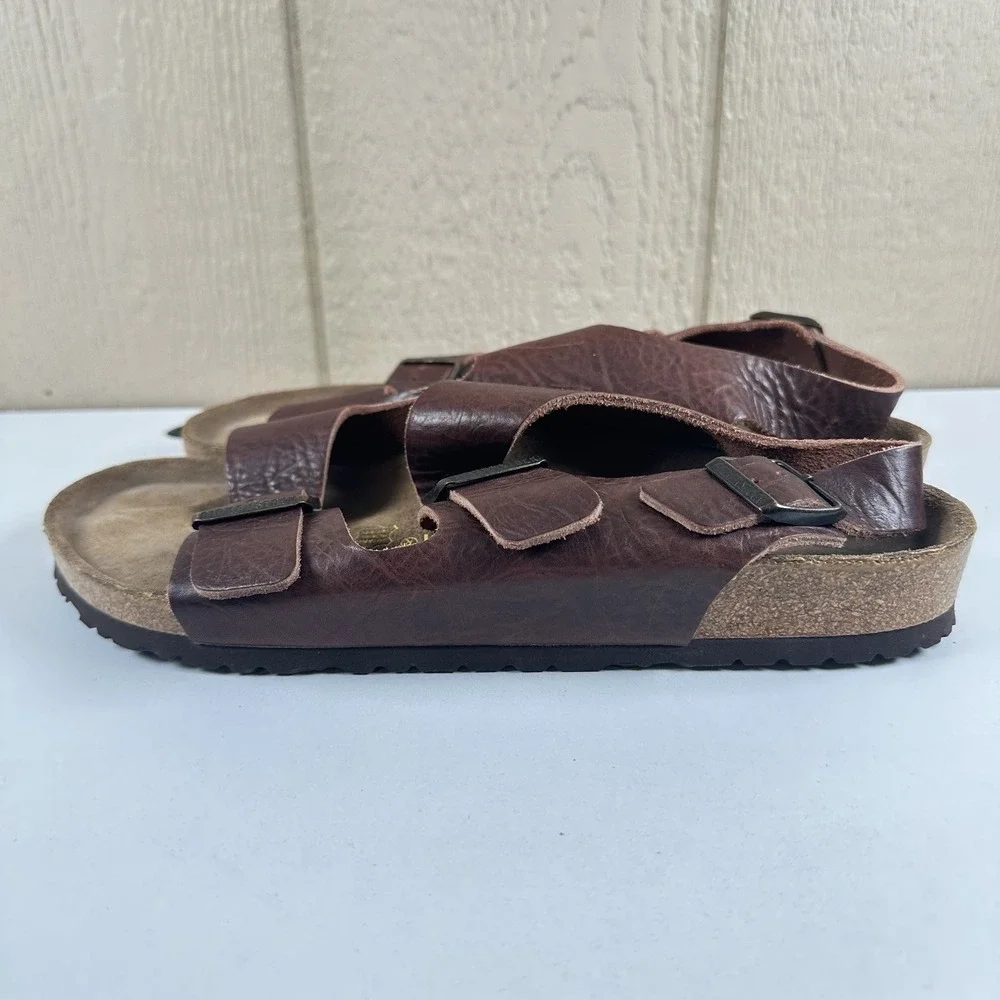 Birkenstock Mens Milano Sandals Leather EU 44 / US 11 Back Strap Comfort Jesus